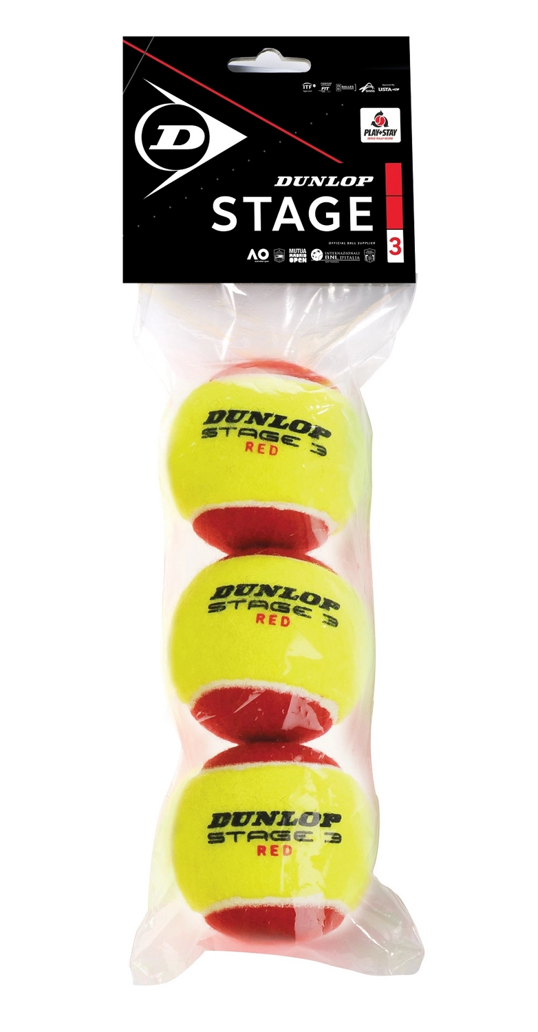 Balles De Tennis Dunlop Stage 3 Red 3 Polybag (Boîte De 24x3) 4 Balles De Tennis Dunlop Stage 3 Red 3 Polybag (Boîte De 24x3) – Image 2